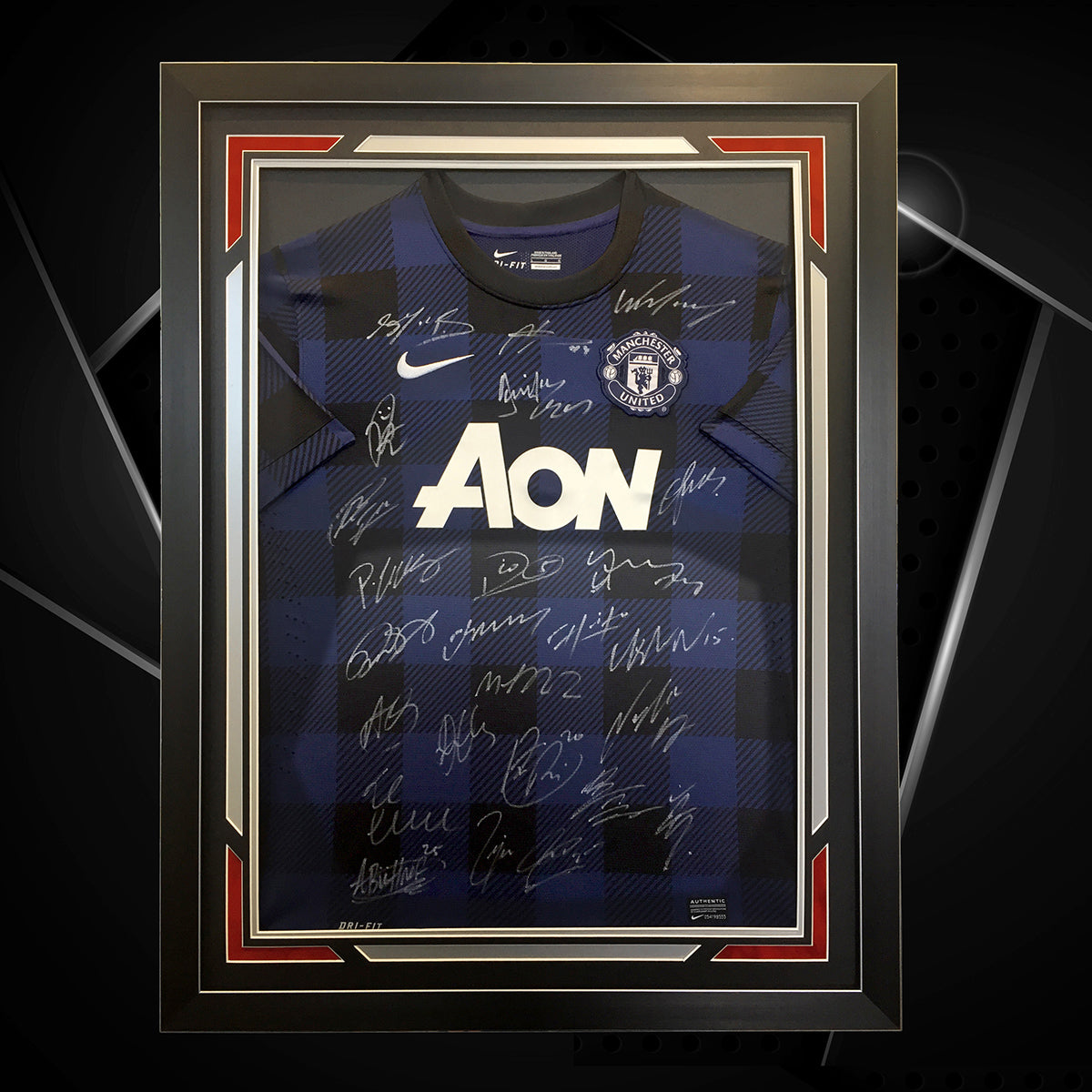 Man U signed jersey framed- with a contemporary design