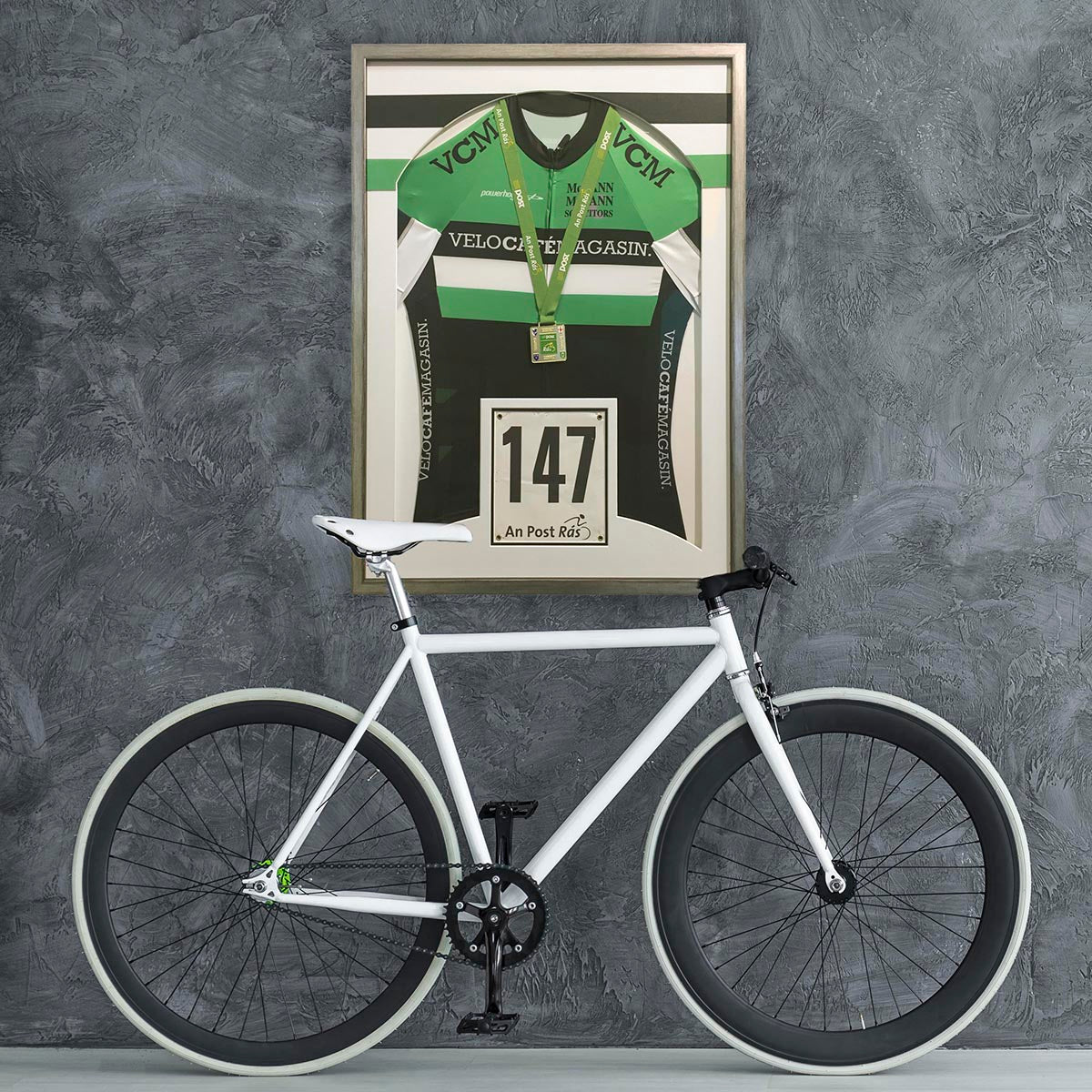 Cycling Jersey Framed - with matching custom bands in retro style