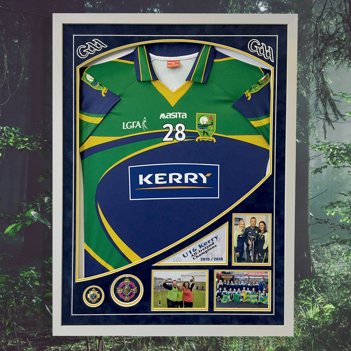 Kerry Ladies Football jersey frame - with design led mounting