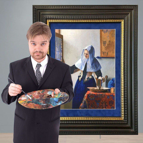 A Giclee of a Vermeer framed in a Suedette Mount & a Chantilly Frame (in our showroom) - The Quality Framing Company & Imaging Services