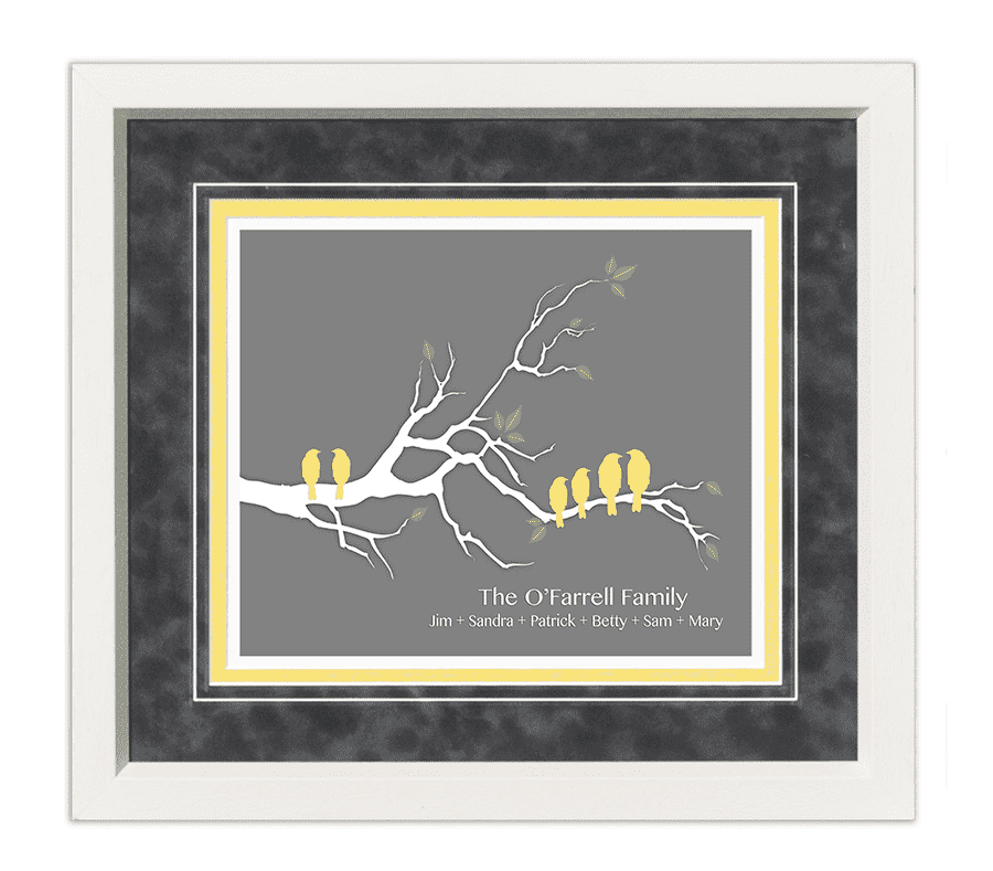 Family Tree Gift Frame (Yellow) - The Quality Framing Company & Imaging Services